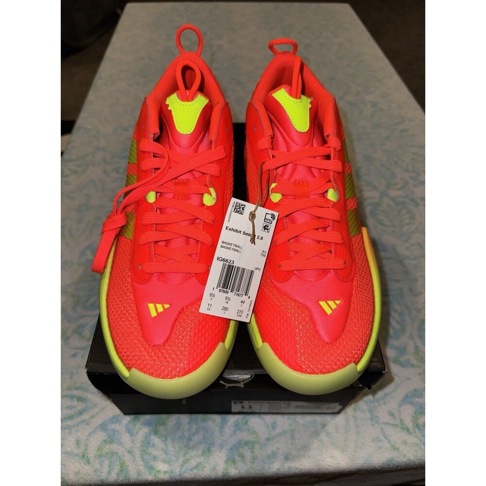 Women’s Size 11 adidas Exhibit Select Mid Solar Red Lucid Lemon Sneakers NIB